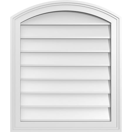 Ekena Millwork Arch Top Surface Mount PVC Gable Vent: Functional, w/ 2"W x 1-1/2"P Brickmould Frame, 22"W x 26"H GVPAR22X2602SF